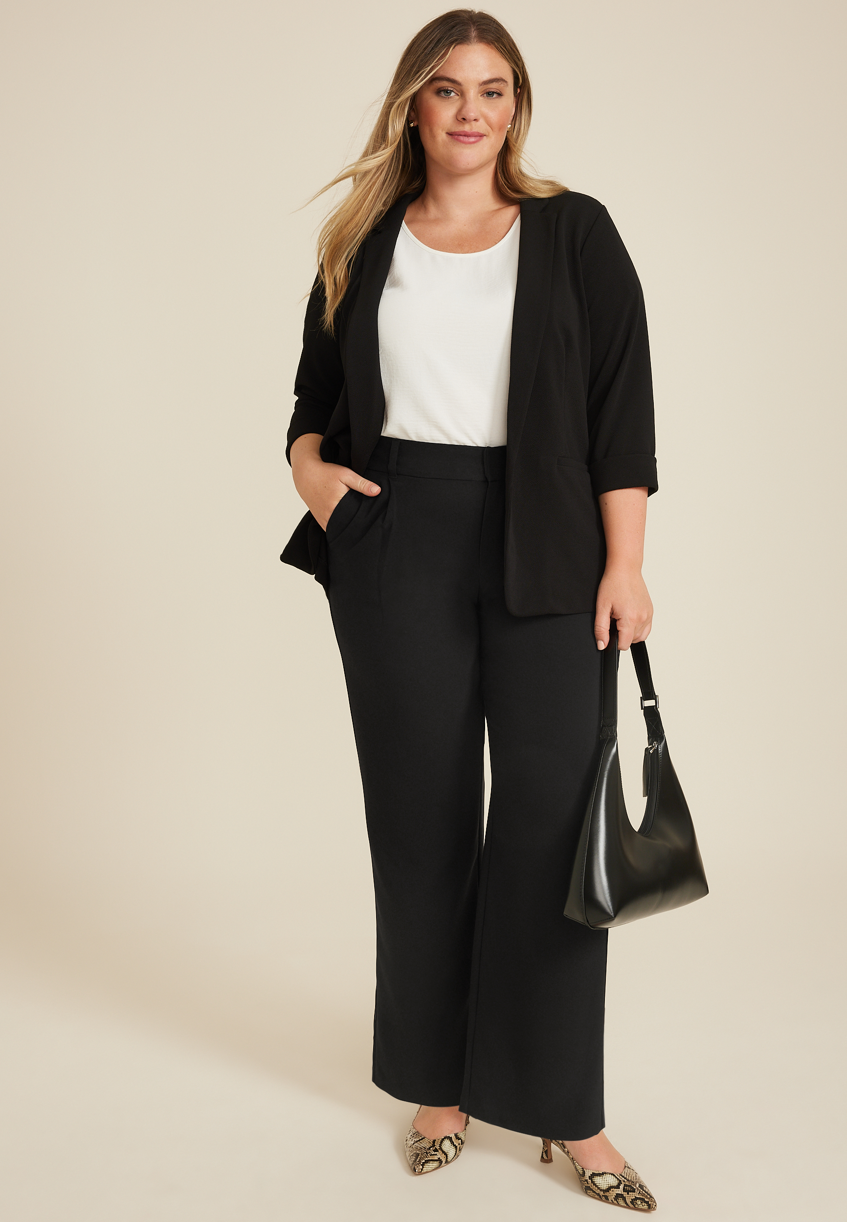 Plus Size Idealist High Rise Wide Leg Dress Pant, , large