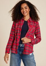 Cabin Plaid Classic Button Down Shirt, C2842, small
