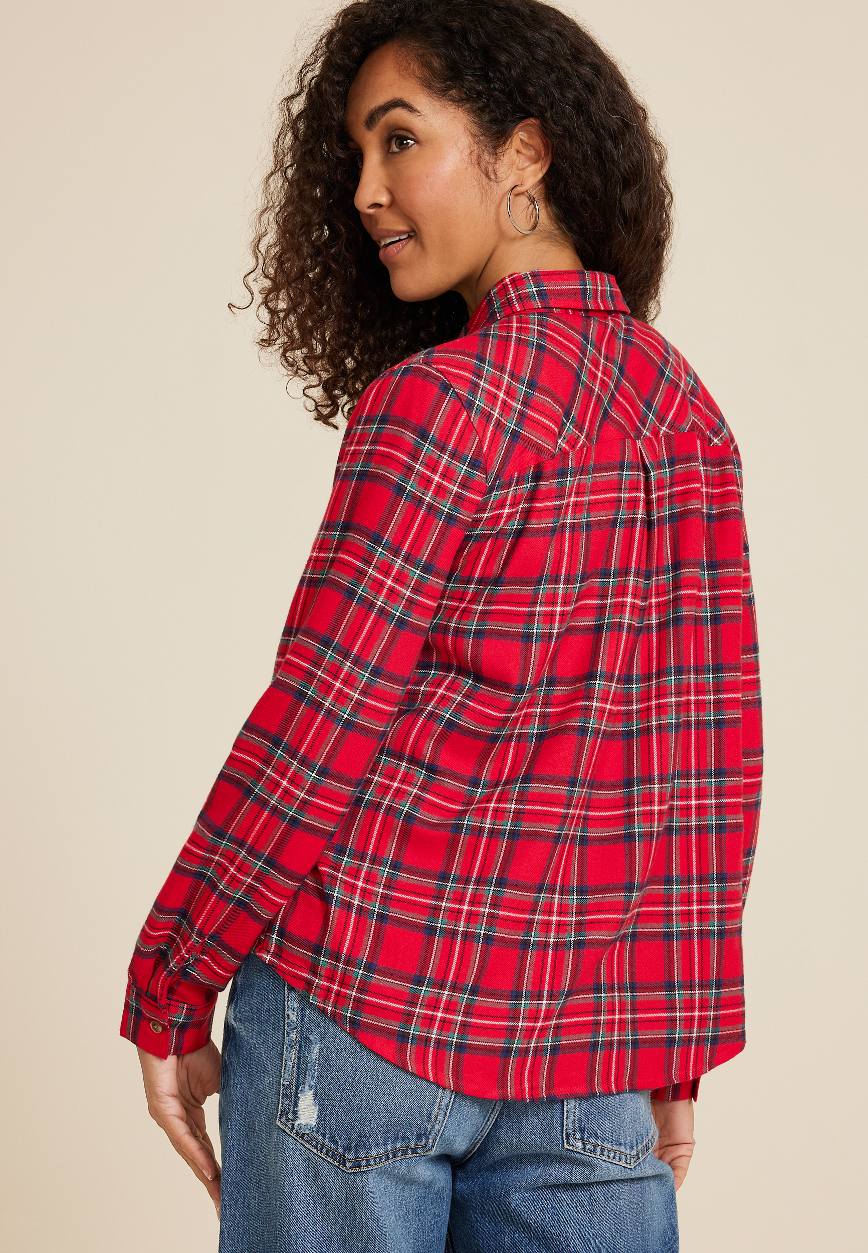 Cabin Plaid Classic Button Down Shirt, C2842, large