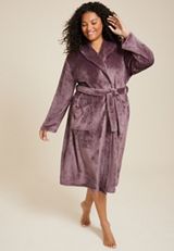 Plus Size Plush Long Robe, C6060, small