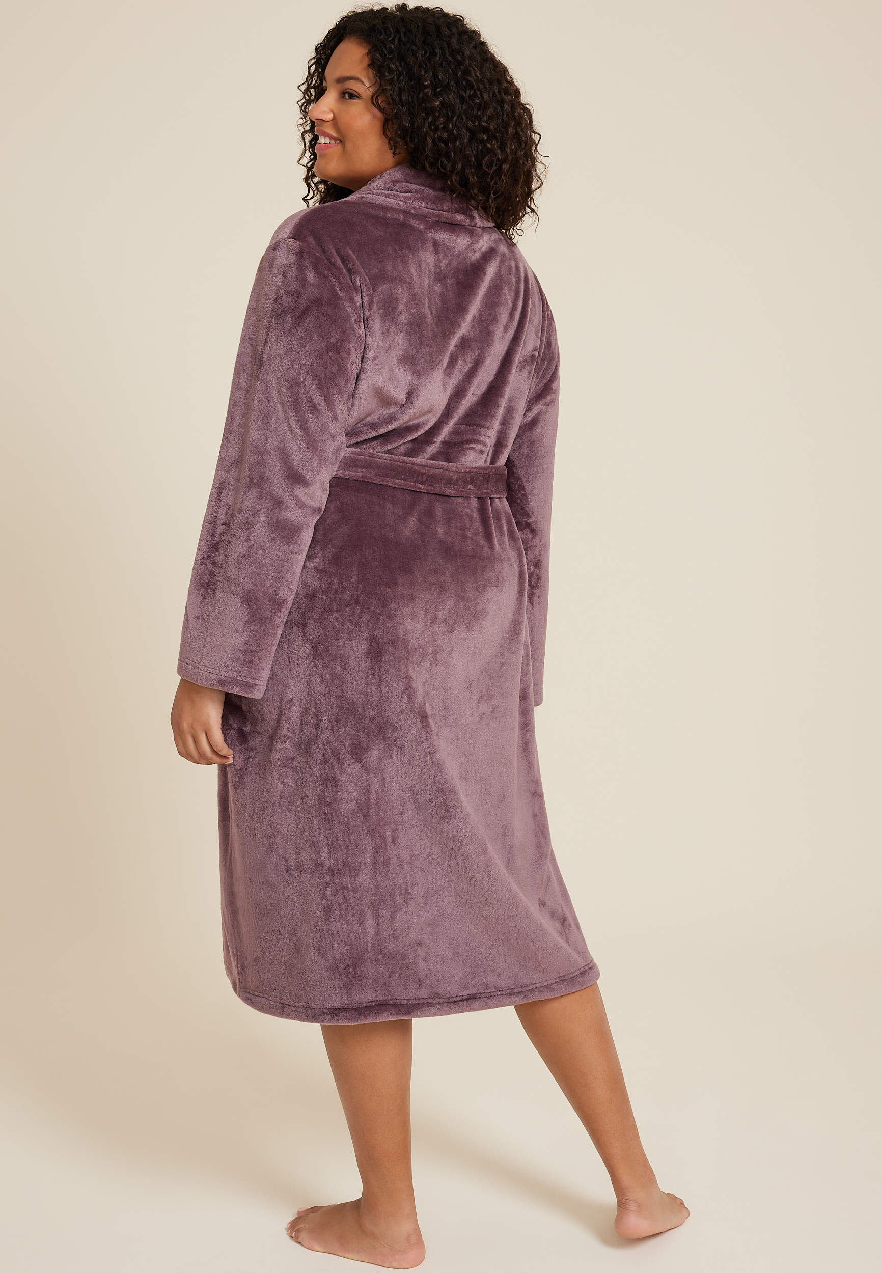 Plus Size Plush Long Robe, C6060, large