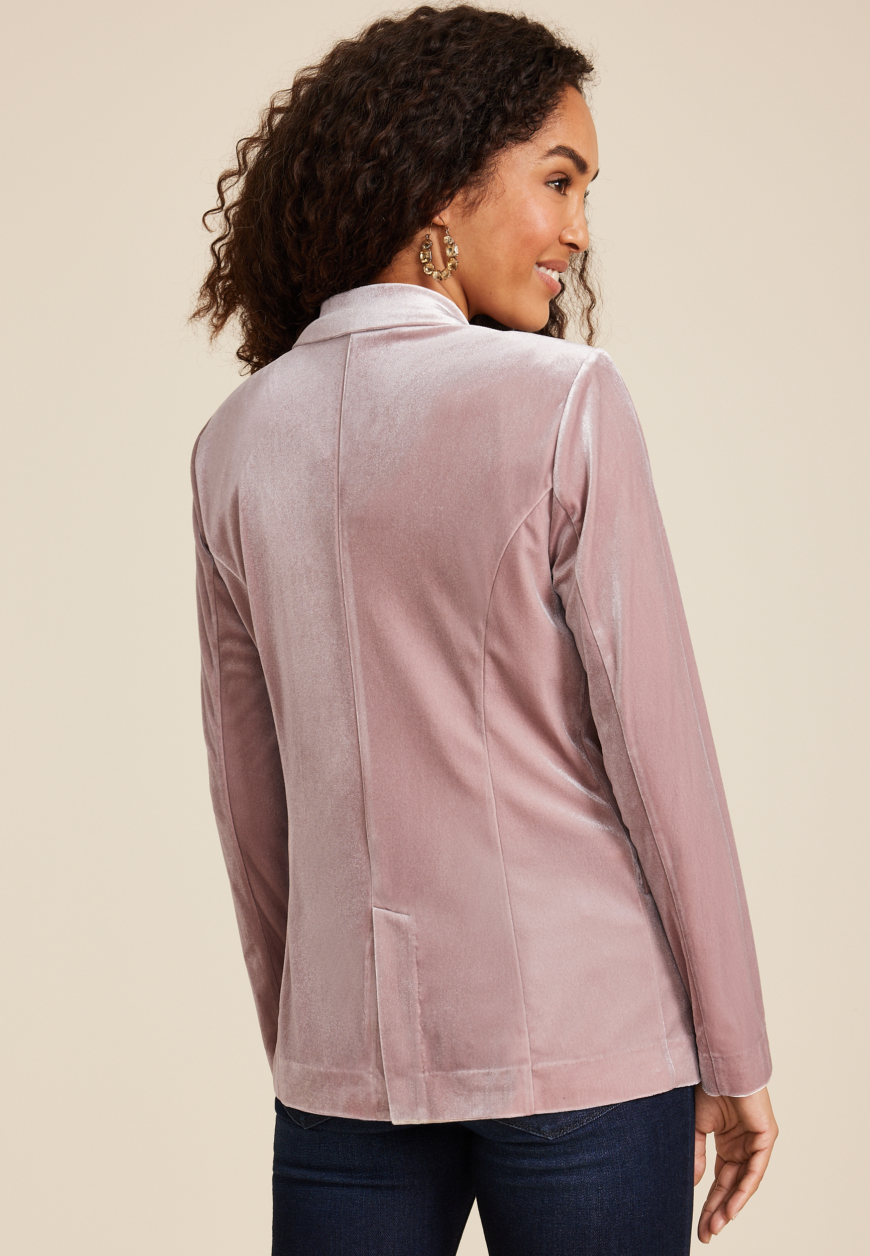 Velvet Blazer, TAUPE LATTE, large