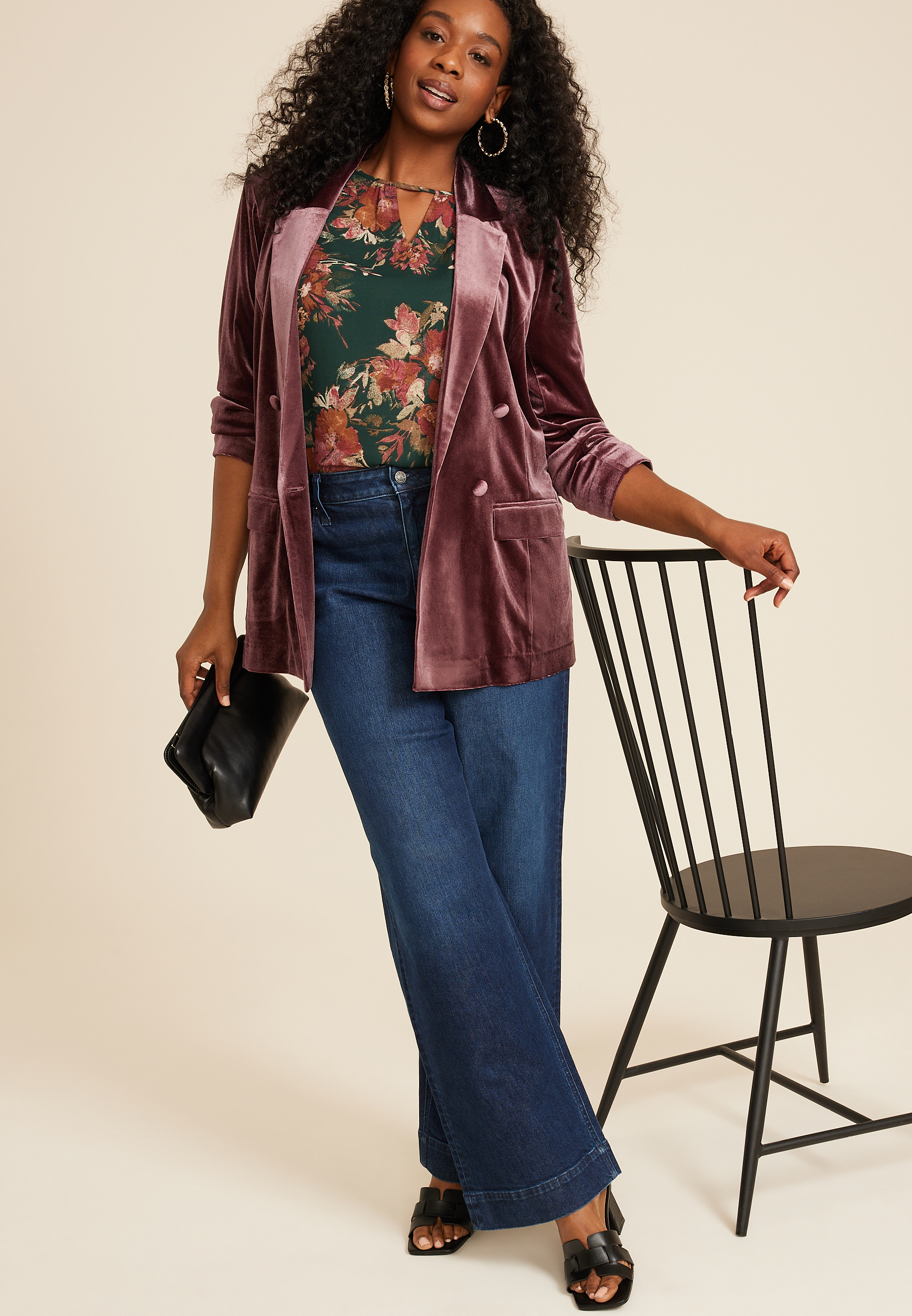 Plus Size Velvet Blazer, C9735, large