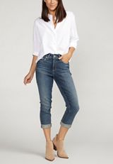 Silver Jeans Co.&reg; Avery Curvy High Rise Luxe Stretch Cuffed Capri Jean, C258, small
