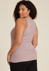 Plus Size 24/7 Cozy Highline Ribbed Tank Top, TAUPE LATTE, small