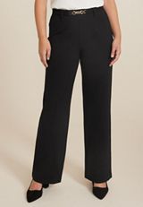 Ponte Gold Buckle High Rise Wide Leg Dress Pant, C106, small
