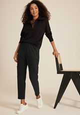 Zipper Cargo Pocket High Rise Traveler Pant, BLACK, small