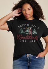 Plus Size Woodstocks Tree Farm Classic Fit Graphic Tee, C106, small