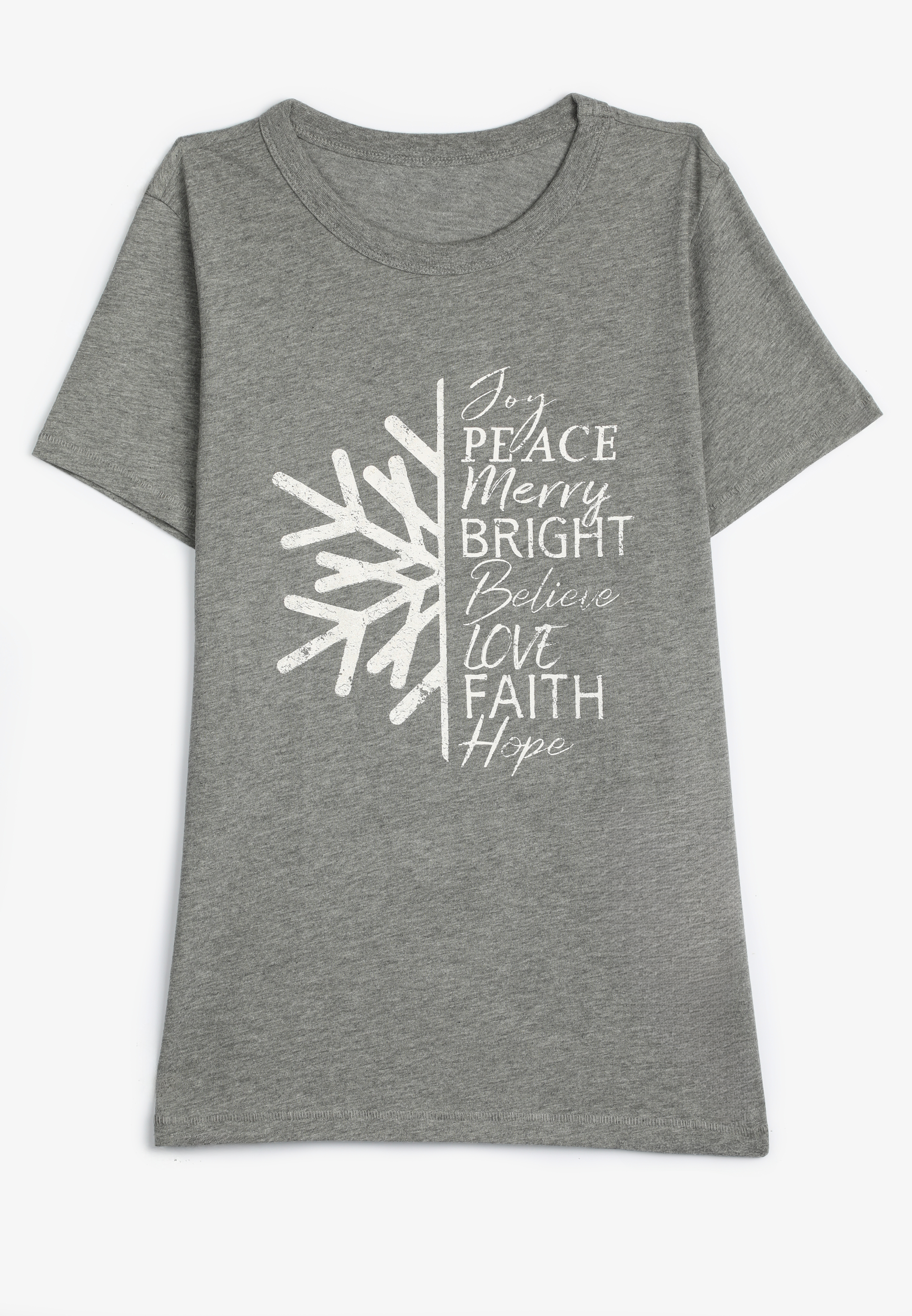 Holiday Snowflake Classic Fit Graphic Tee, HEATHER GRAY, large