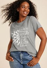 Plus Size Holiday Snowflake Classic Fit Graphic Tee, C151, small