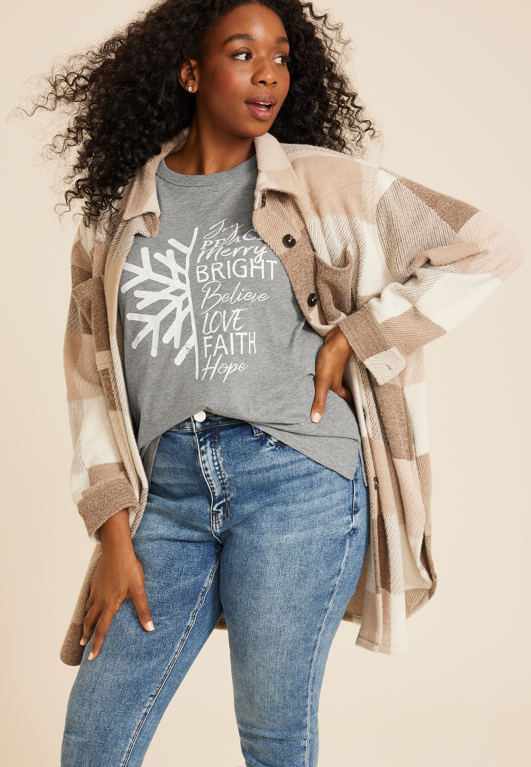 Plus Size Holiday Snowflake Classic Fit Graphic Tee, C151, large