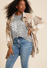 Plus Size Holiday Snowflake Classic Fit Graphic Tee, C151, small