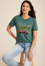 Bronco Holiday Truck Oversized Fit Graphic Tee, C2876, small
