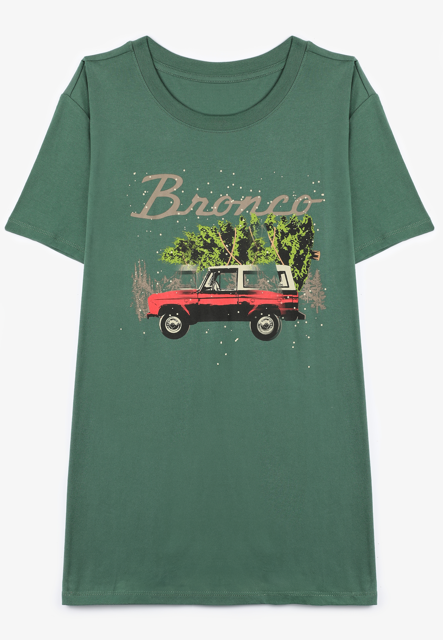 Bronco Holiday Truck Oversized Fit Graphic Tee, C2876, large