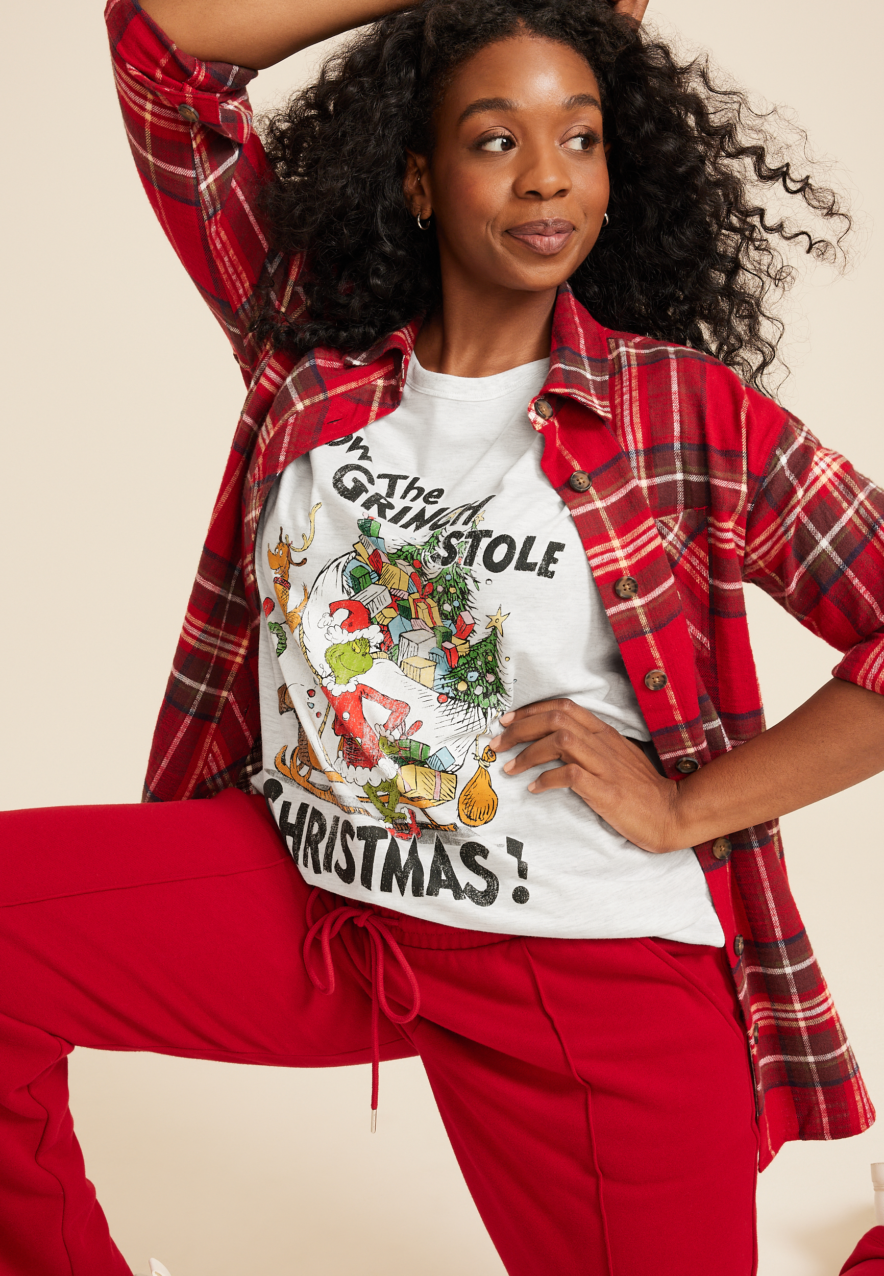Plus Size The Grinch Classic Fit Graphic Tee, LIGHT HEATHER GRAY, large