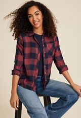 Cabin Plaid Classic Button Down Shirt, BLUE JASMINE COMBO, small