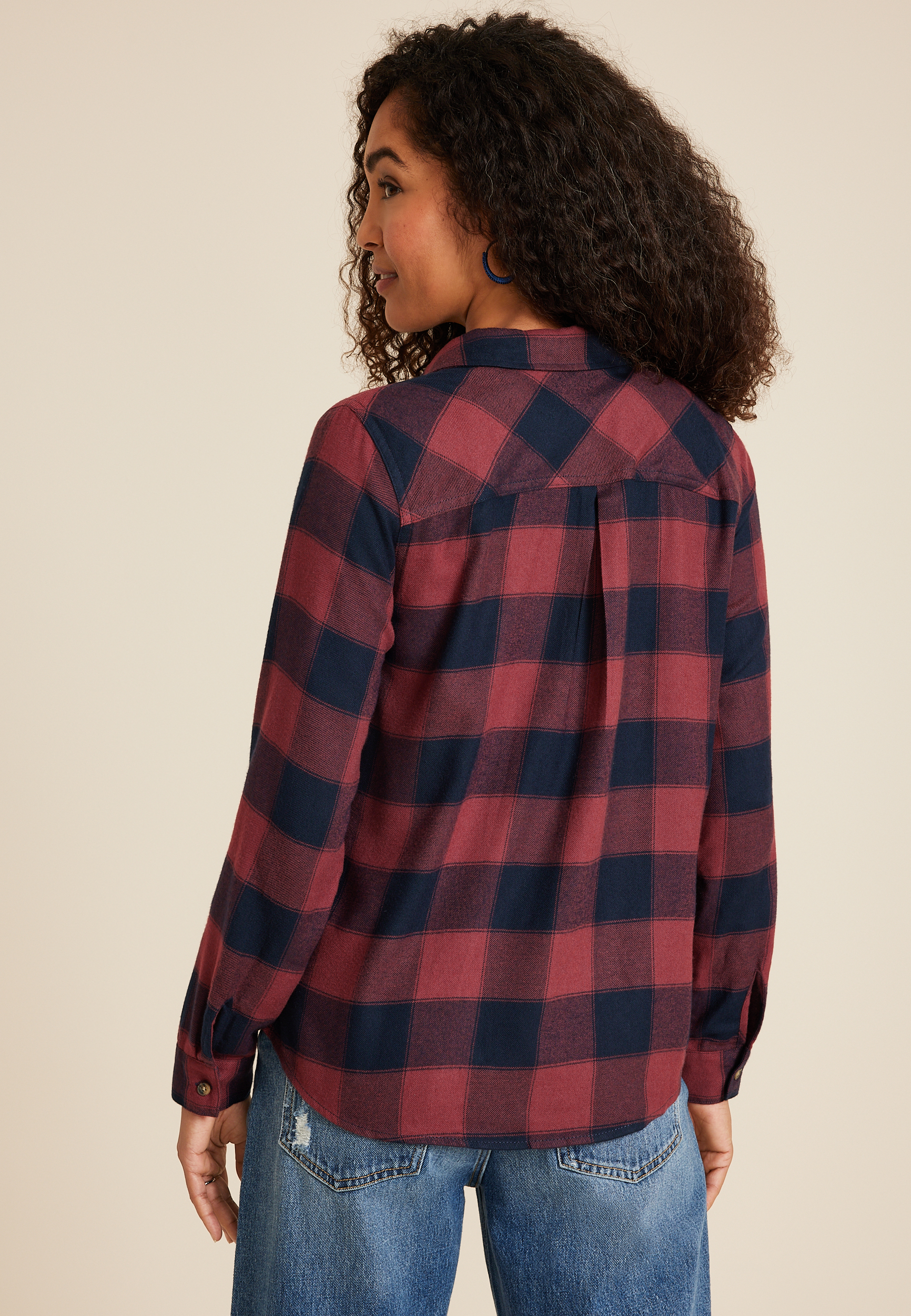 Cabin Plaid Classic Button Down Shirt, BLUE JASMINE COMBO, large