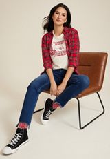 Id Rather Stay In Embroidered Classic Fit Graphic Tee, C2789, small