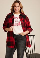 Plus Size Id Rather Stay In Embroidered Classic Fit Graphic Tee, ECRU, small