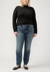 Plus Size Silver Jeans Co.&reg; Elyse Comfort Dark Mid Rise Straight Jean, DARK SANDBLAST, small