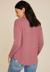 24/7 Clara Long Sleeve Ribbed Tee, C5953, small