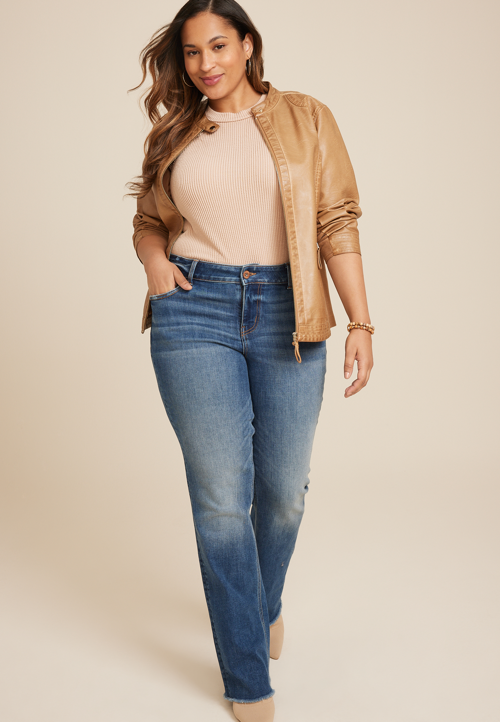 Plus Size 24/7 Wavy Ribbed High Neck Tank Top, OATMEAL, large