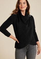 Metallic Asymmetrical Cardigan, BLACK, small