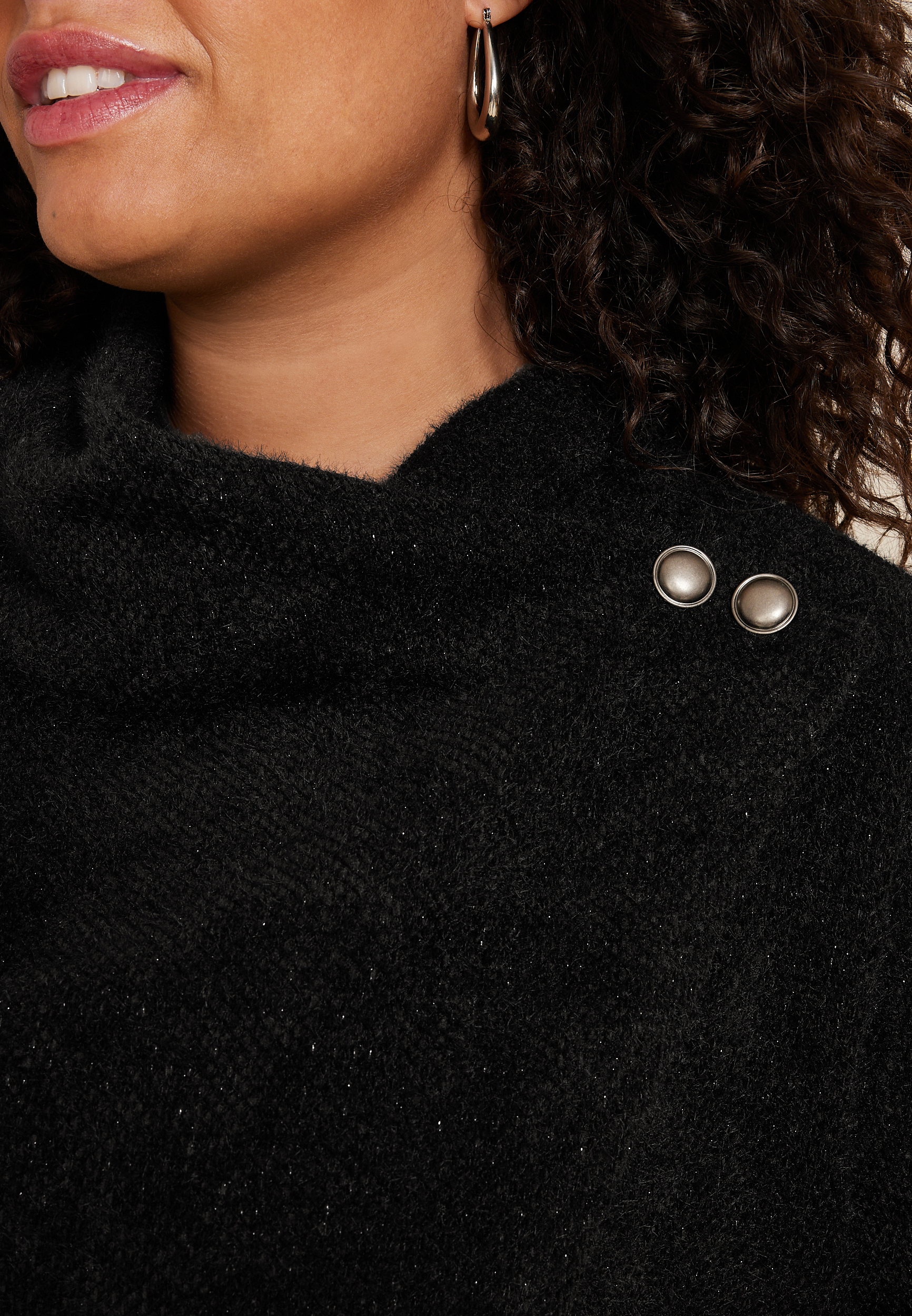 Plus Size Metallic Asymmetrical Cardigan, BLACK, large