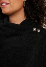 Plus Size Metallic Asymmetrical Cardigan, BLACK, small