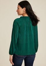 Satin Jacquard Tie Front Blouse, C3895, small