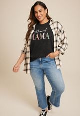 Plus Size Blessed Mama Animal Oversized Fit Graphic Tee, BLACK, small