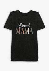 Plus Size Blessed Mama Animal Oversized Fit Graphic Tee, BLACK, small