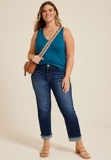 Plus Size 24/7 Mara V Neck Tank Top, C212, small