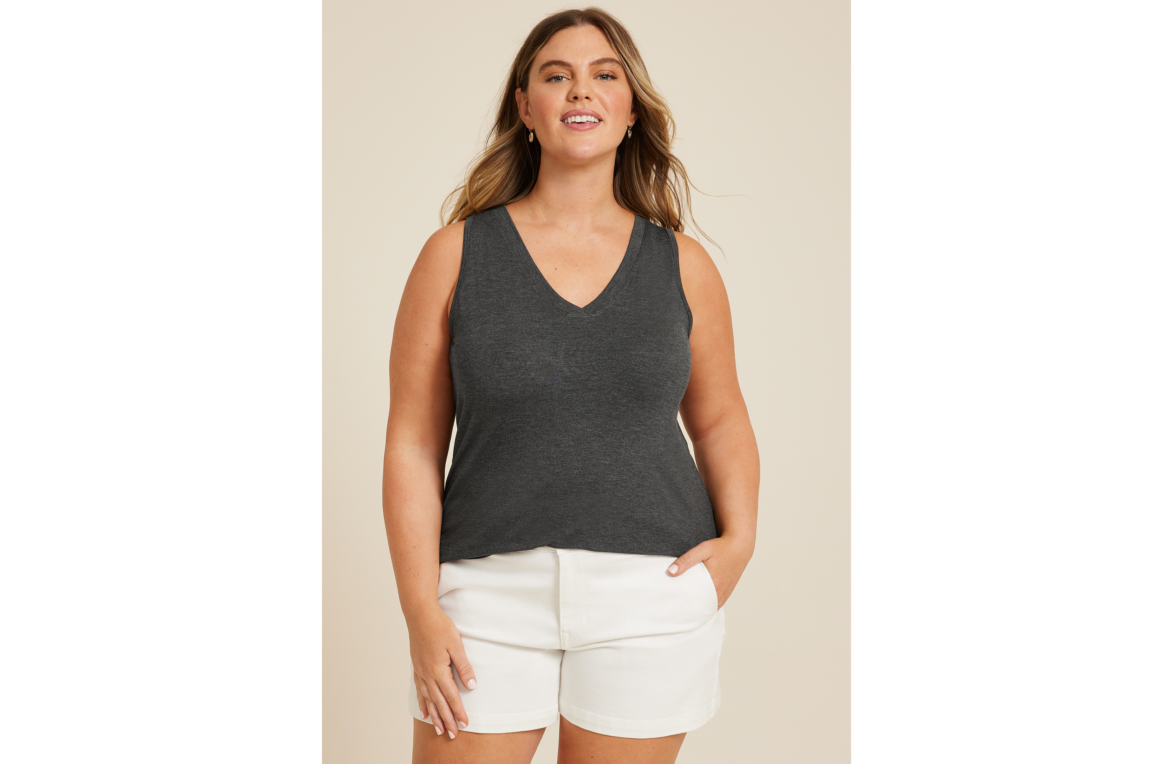 Plus 24/7 Mara V Neck Tank Top
