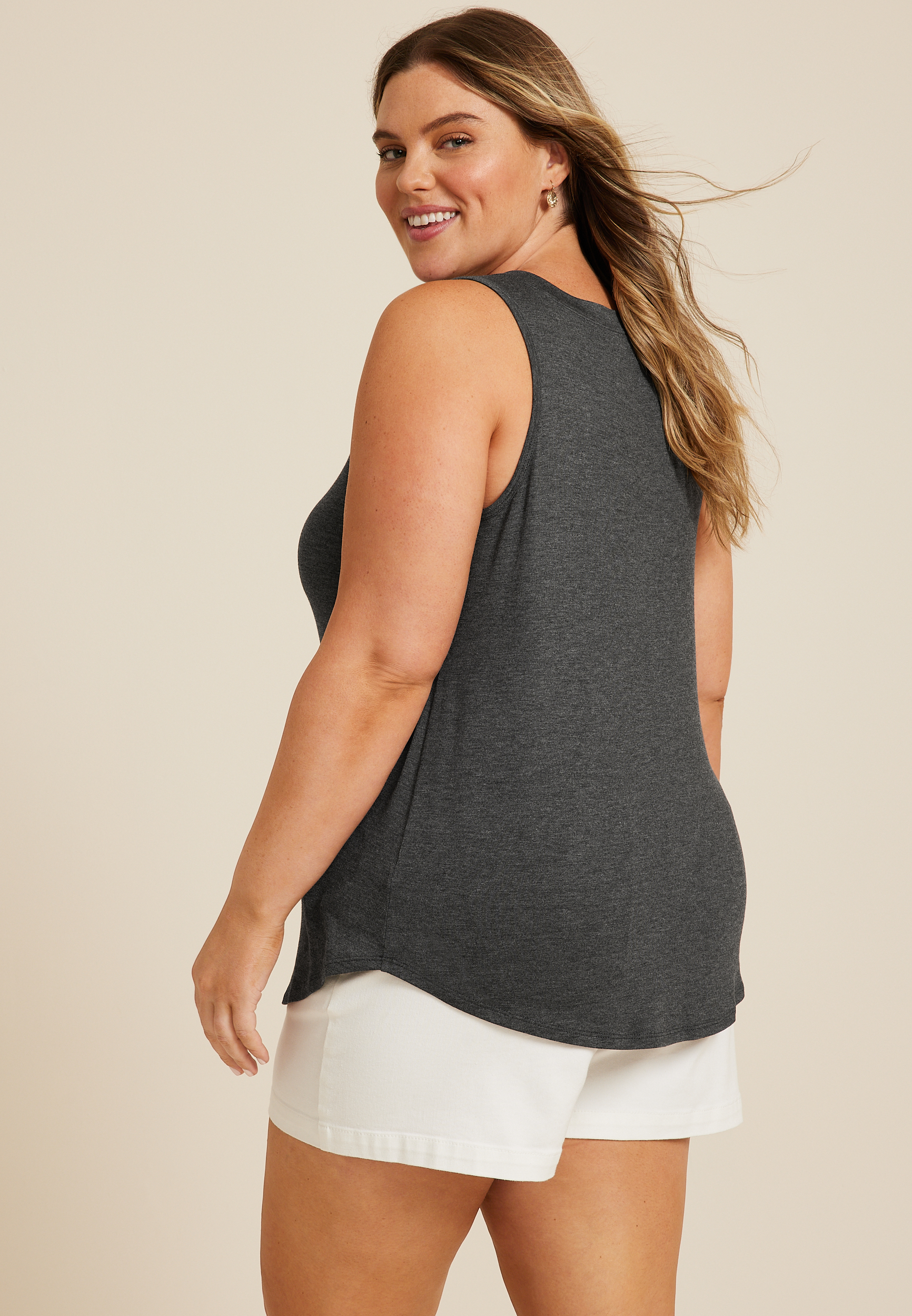 Plus 24/7 Mara V Neck Tank Top