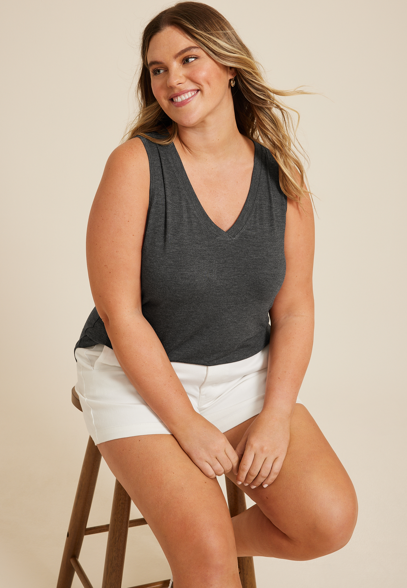Plus 24/7 Mara V Neck Tank Top