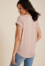 24/7 Clara Short Sleeve Wavy Ribbed Tee, C3544, small