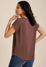 24/7 Clara Short Sleeve Wavy Ribbed Tee, C7086, small