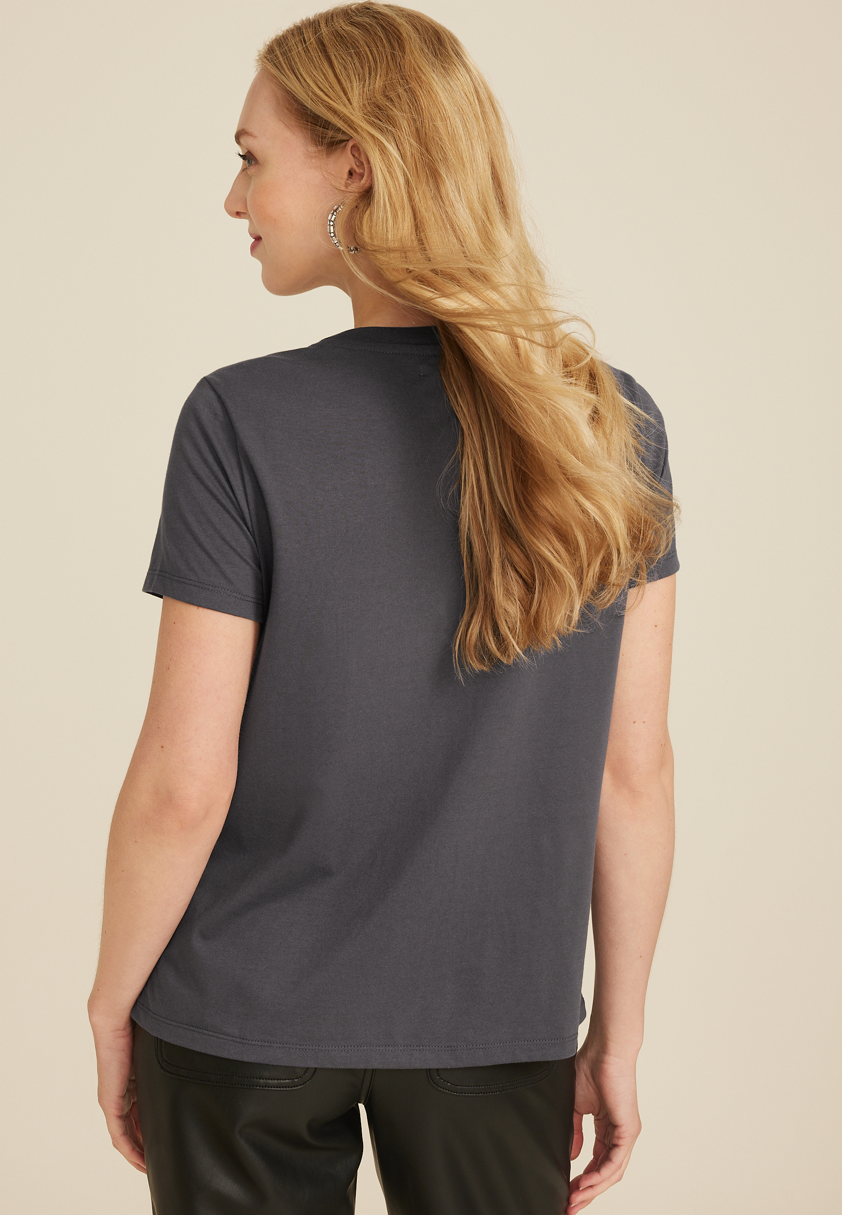 edgely&trade; Jewel Embellished Crew Neck Tee, C9764, large