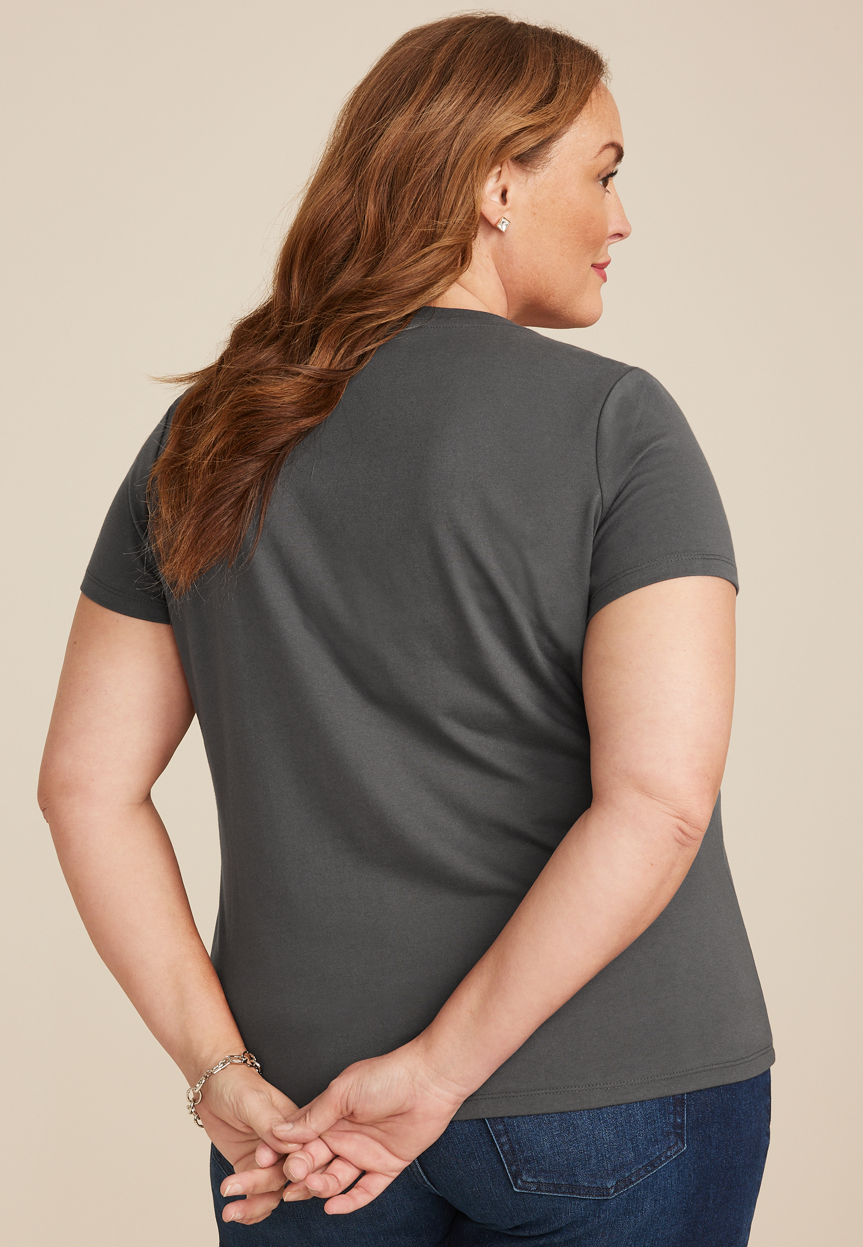 Plus Size edgely&trade; Jewel Embellished Crew Neck Tee, C9764, large