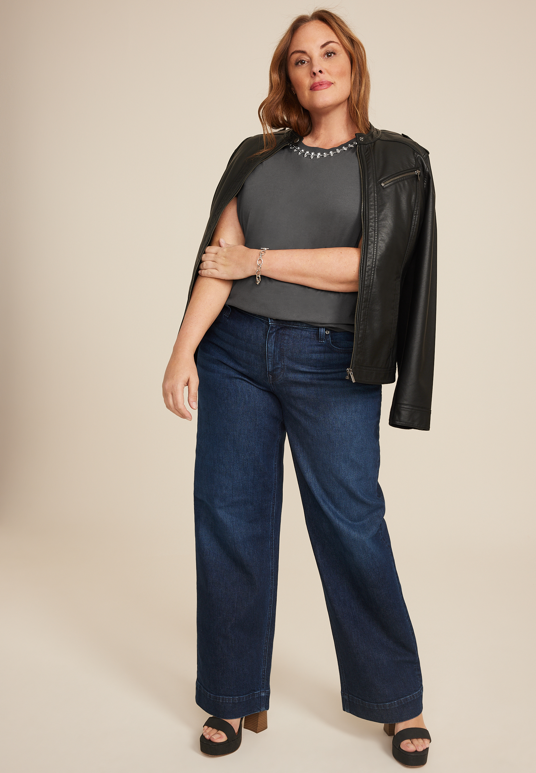 Plus Size edgely&trade; Jewel Embellished Crew Neck Tee, C9764, large