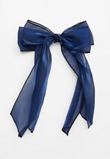 Navy Hair Bow Barrette, C180, small