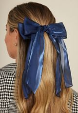 Navy Hair Bow Barrette, C180, small