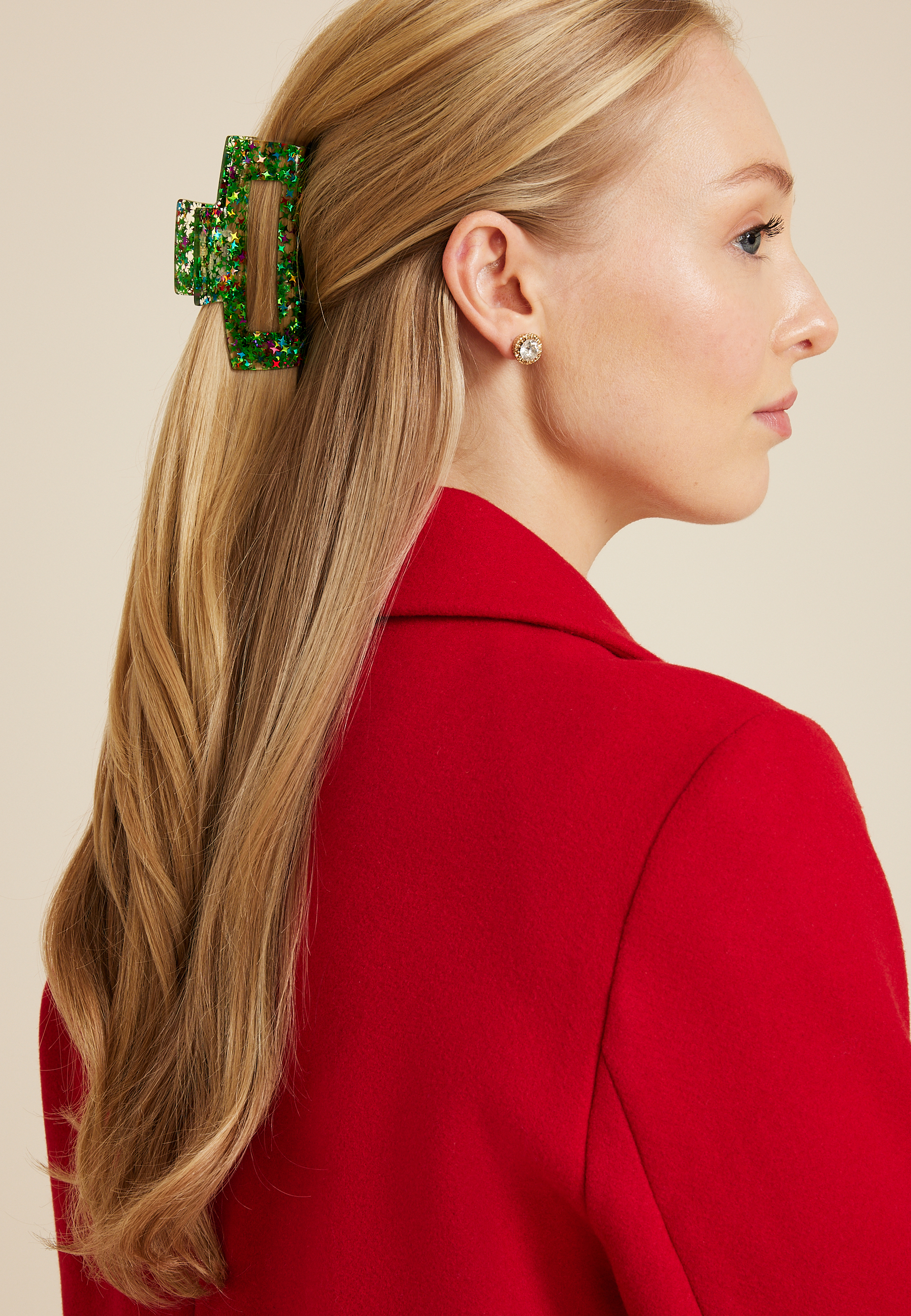 2 Pack Festive Claw Hair Clips, MULTI, large