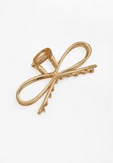 Gold Metal Bow Claw Hair Clip, C605, small