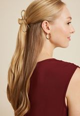 Gold Metal Bow Claw Hair Clip, C605, small