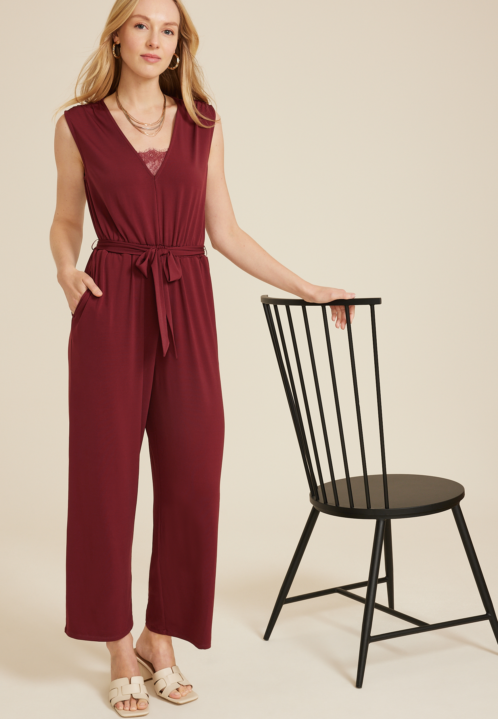 Lace Trim Pocket Jumpsuit, C5325, large
