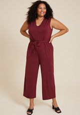 Plus Size Lace Trim Pocket Jumpsuit, C5325, small