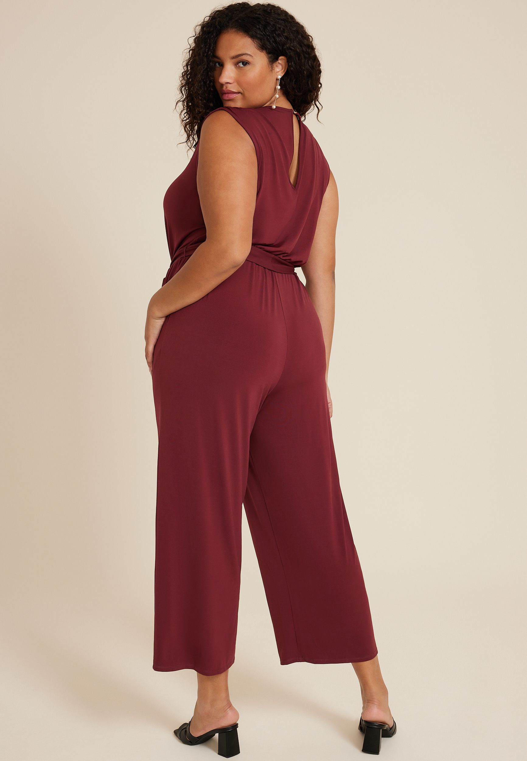 Plus Size Lace Trim Pocket Jumpsuit, C5325, large