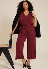 Plus Size Lace Trim Pocket Jumpsuit, C5325, small